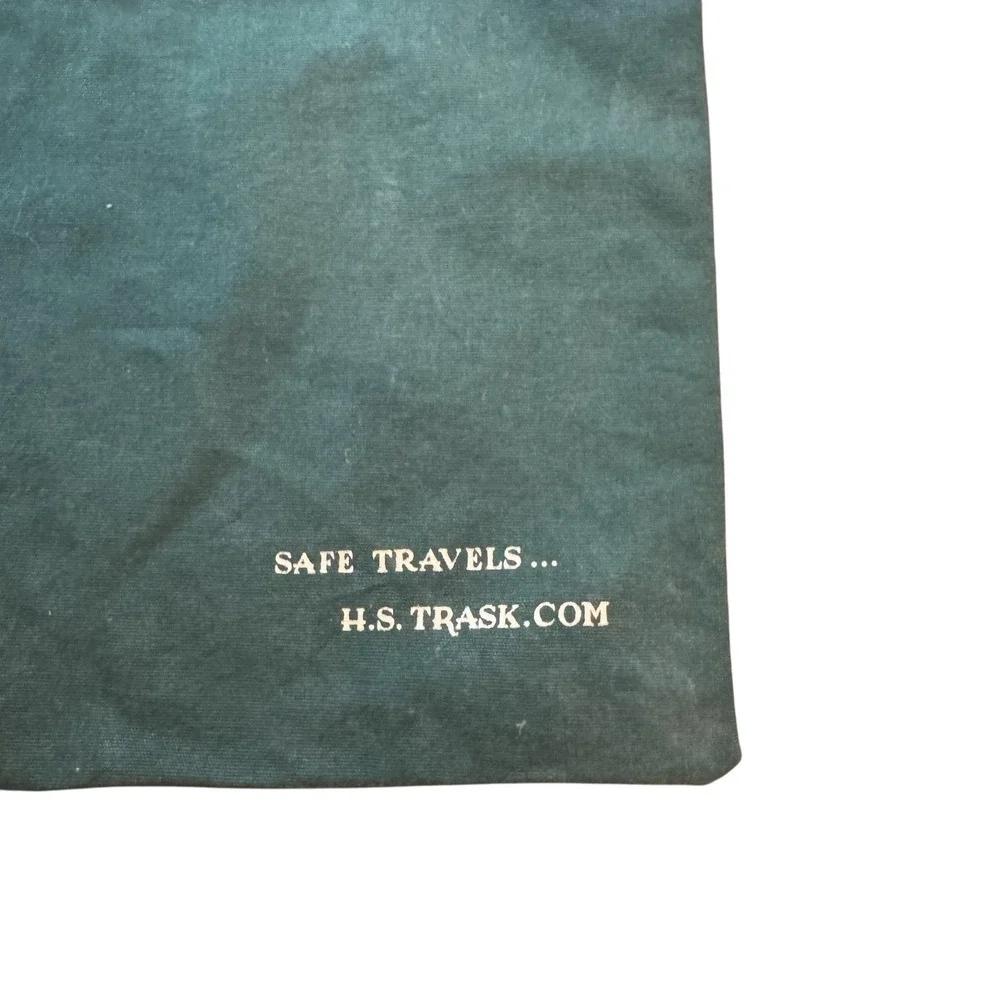 H.S. Trask & Co. Shoe Dust Bag Green Canvas Drawstring Leather Tab Storage Large